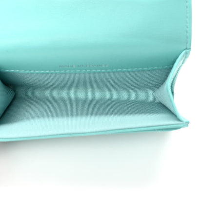 Chanel Lambskin Quilted Flap Card Holder Wallet Turquoise 5 of 8