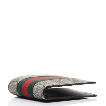 Gucci GG Supreme Monogram Selleria Calfskin Web New Web Bi-Fold Wallet Beige Ebony Cocoa 4 of 12