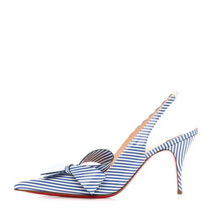 Christian Louboutin Patent Stripes Clare Nodo 80 Pumps 39 Jeans White 1 of 10