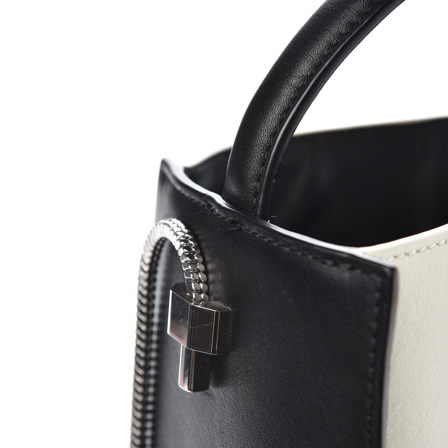 3.1 Smooth Calfskin Bi-Color Small Soleil Bucket Bag Off White Black