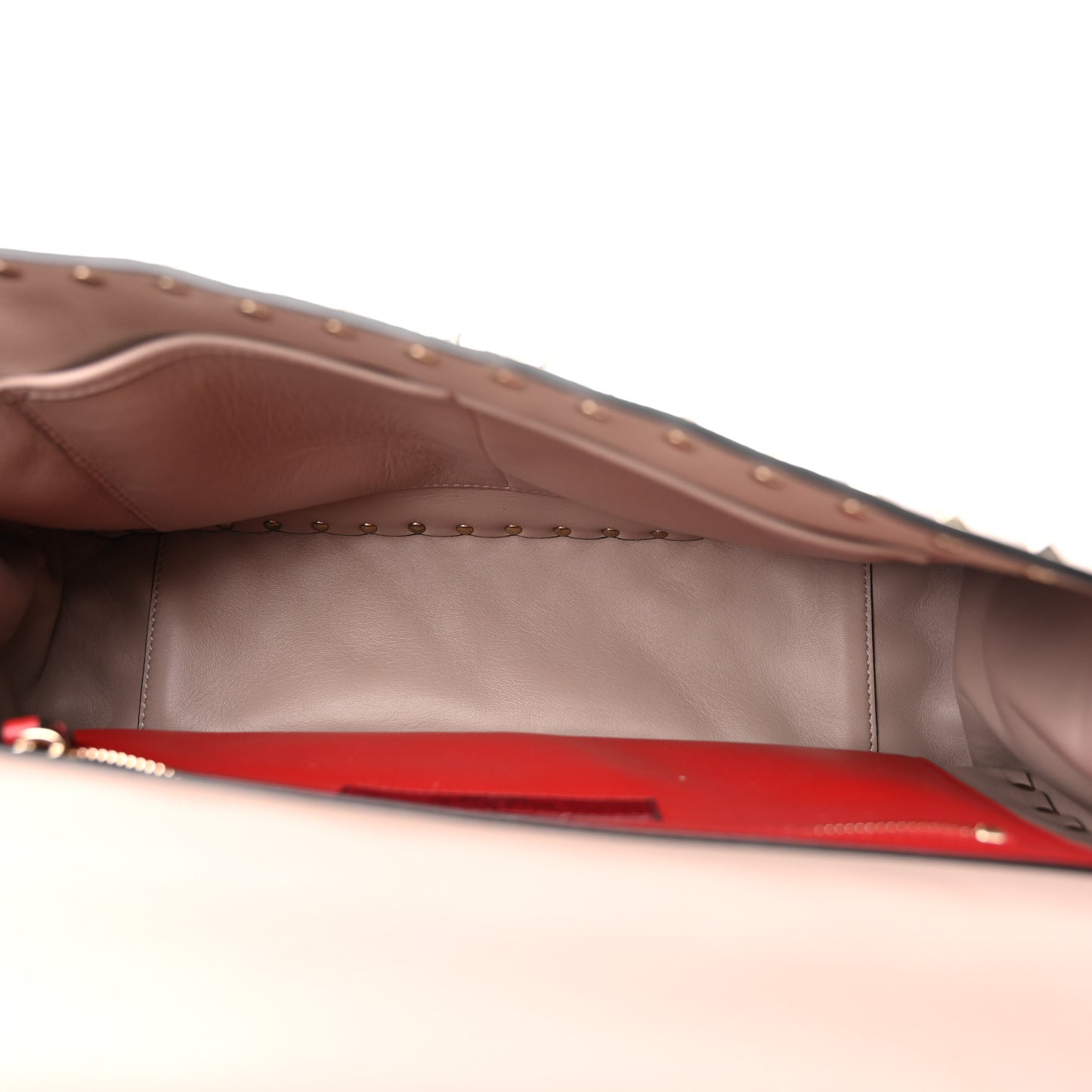 Lambskin Medium Rockstud Spike Shoulder Bag Poudre