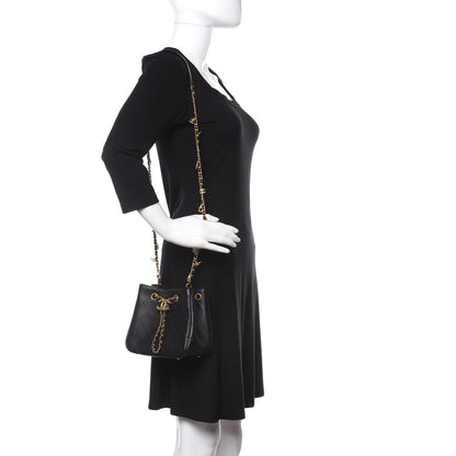 Chanel Calfskin Stitched Small Egyptian Amulet Drawstring Bag Black 2 of 11