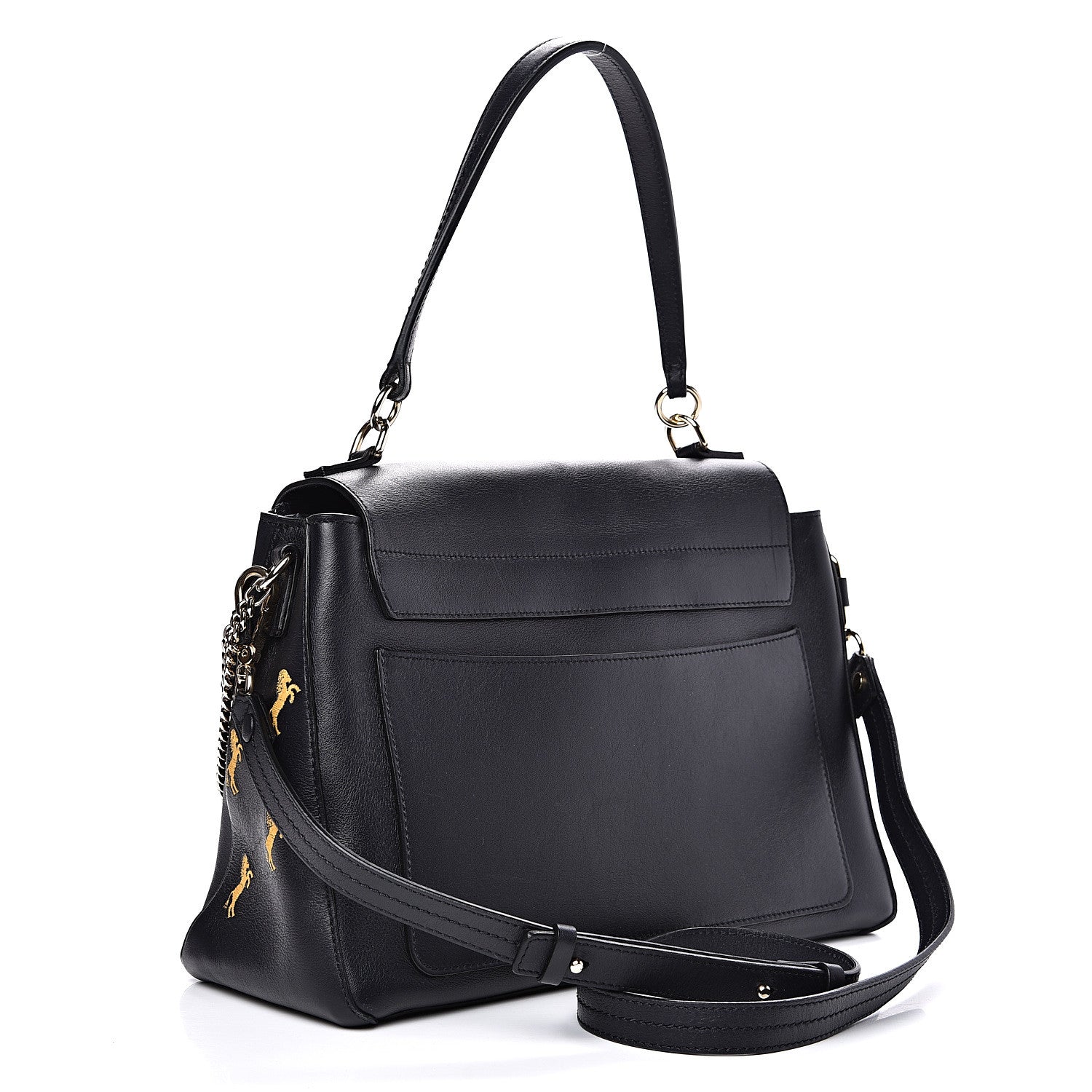 Chloe Smooth Calfskin Little Horses Embroidered Medium Faye Day Shoulder Bag Full Blue 2 of 15