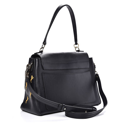 Chloe Smooth Calfskin Little Horses Embroidered Medium Faye Day Shoulder Bag Full Blue 2 of 15