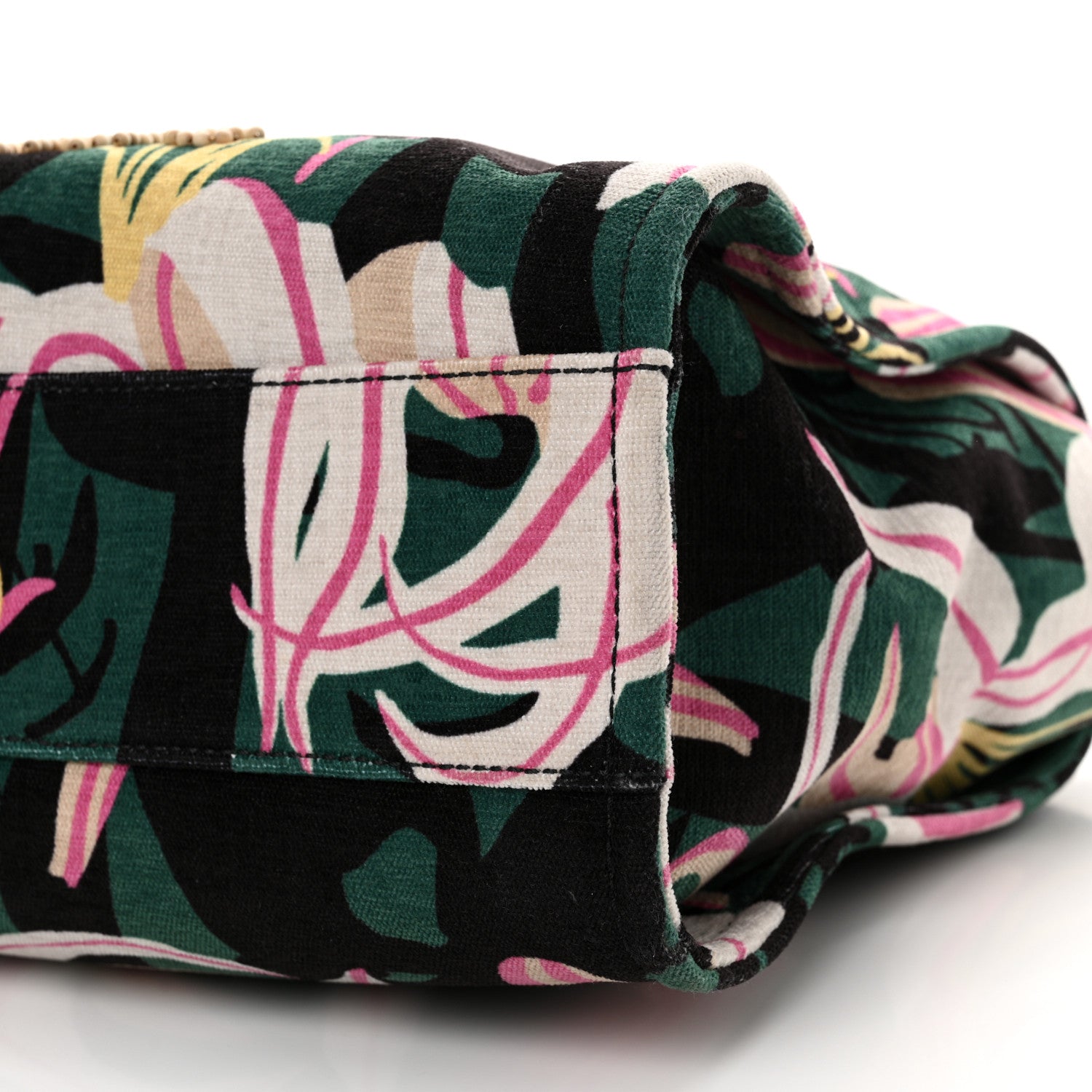 Chanel Velvet Calfskin Beaded Small Deauville Tote Pink Green Black 11 of 13