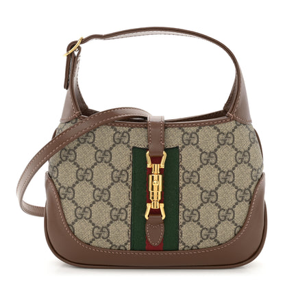 Gucci GG Supreme Monogram Azalea Calfskin Web Mini Jackie 1961 Hobo Beige Ebony Brown Sugar 1 of 10