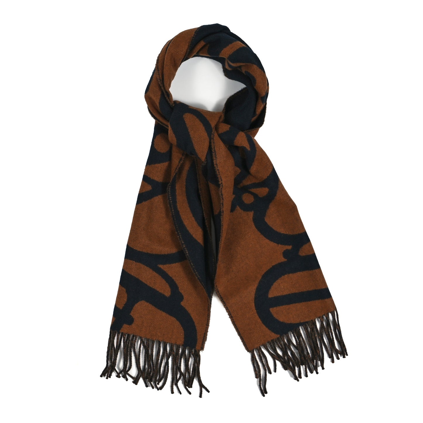 Cashmere Boucles et Camails Muffler Marine Caramel