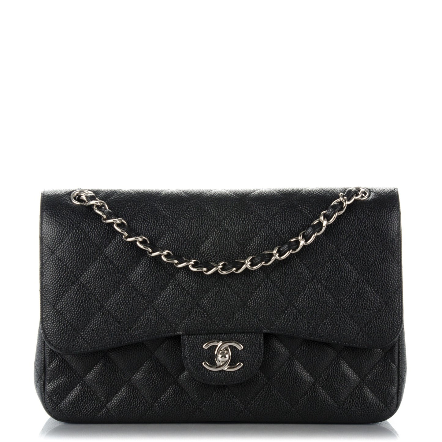 Caviar Quilted Jumbo Double Flap Black