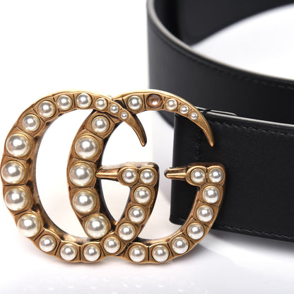 Gucci Moon Calfskin Pearl Double G 40mm Belt 95 38 Black Cream 8 of 8