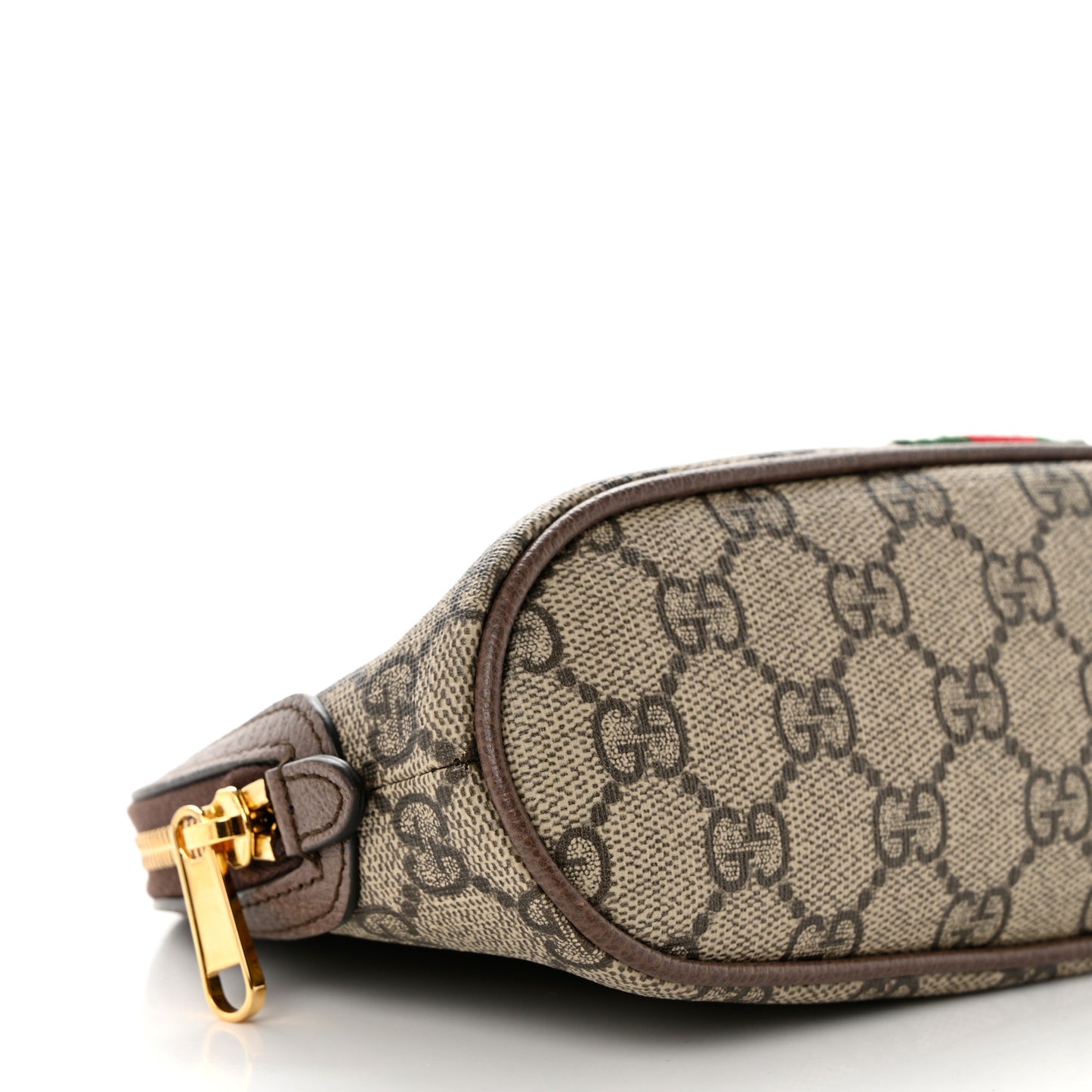 GG Supreme Monogram Textured Calfskin Web Large Ophidia Cosmetic Case Beige Ebony New Acero