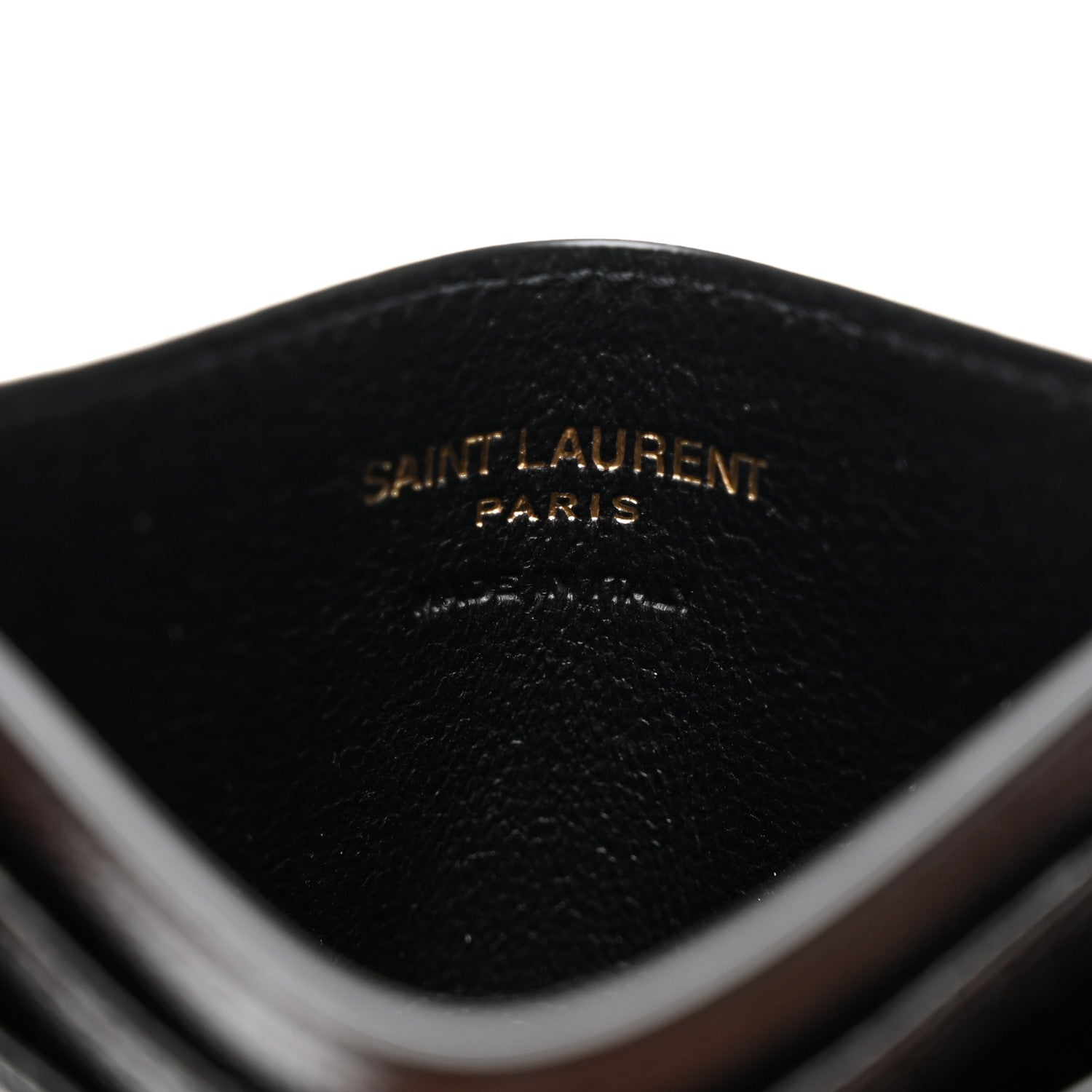 Saint Laurent Grain De Poudre Matelasse Chevron Monogram Credit Card Case Black 6 of 8