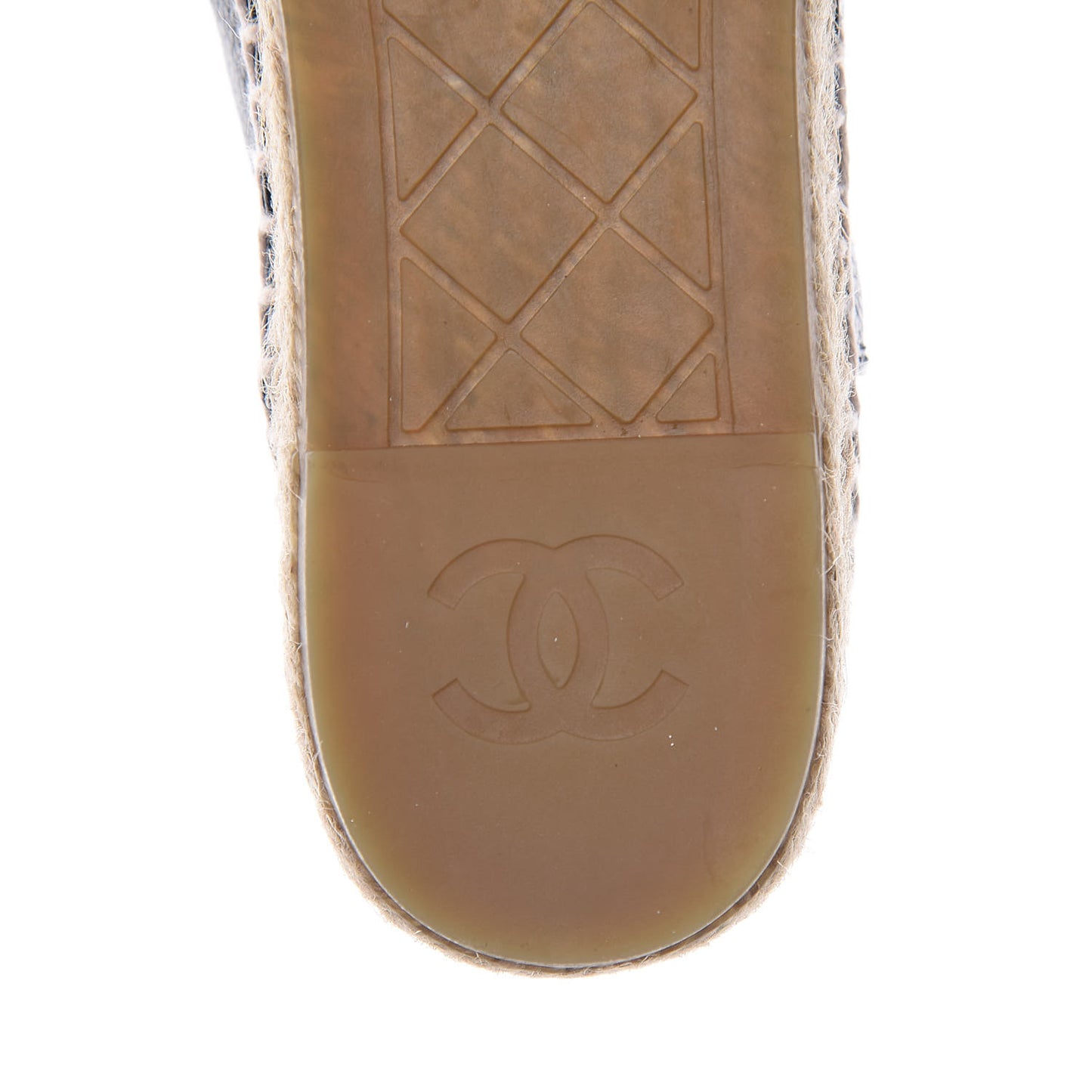 Grained Calfskin CC Espadrilles 37 Navy Black