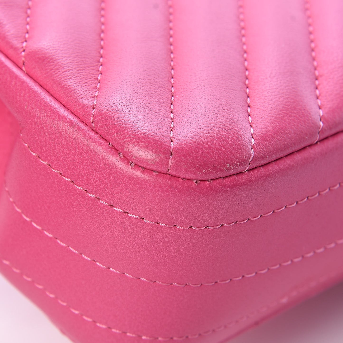 Lambskin Chevron Quilted Extra Mini Rectangular Flap Dark Pink