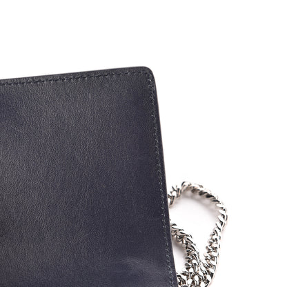 Saint Laurent Calfskin Crocodile Embossed Monogram Sunset Chain Wallet Navy 11 of 13