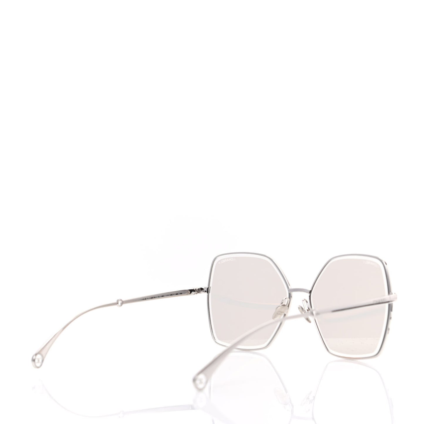 Butterfly Removable Pearl Chain Sunglasses 4262 Silver