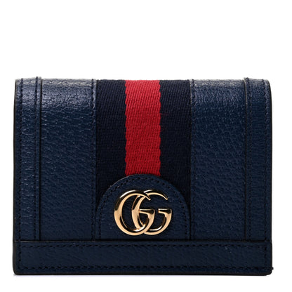 Gucci Textured Calfskin Web Ophidia Card Case Blue Agata 1 of 4