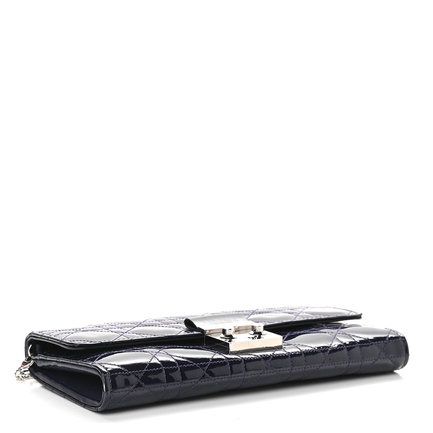 Patent Cannage Miss Dior Chain Wallet Purple