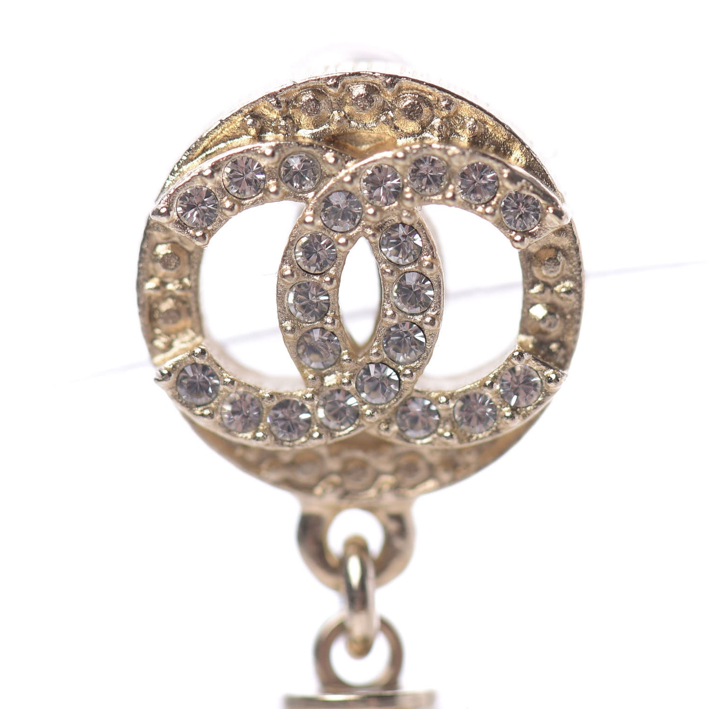 Crystal Lucite Pearl CC Drop Earrings Gold