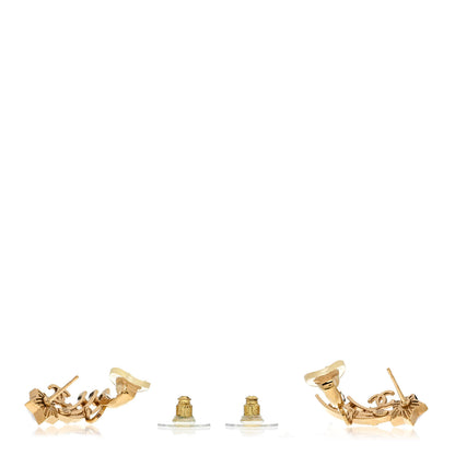 Chanel Metal Crystal Pearl CC Star Fall Earrings Gold Pearly White 3 of 5