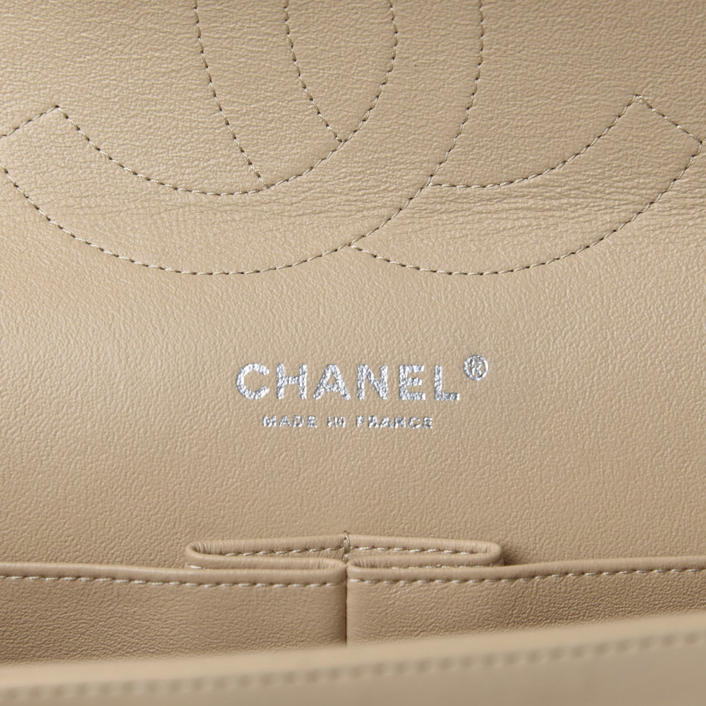 Lambskin Quilted Jumbo Double Flap Beige Clair