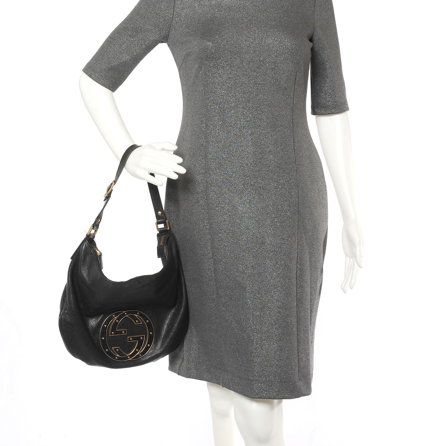 Leather Small Blondie Hobo Bag Black