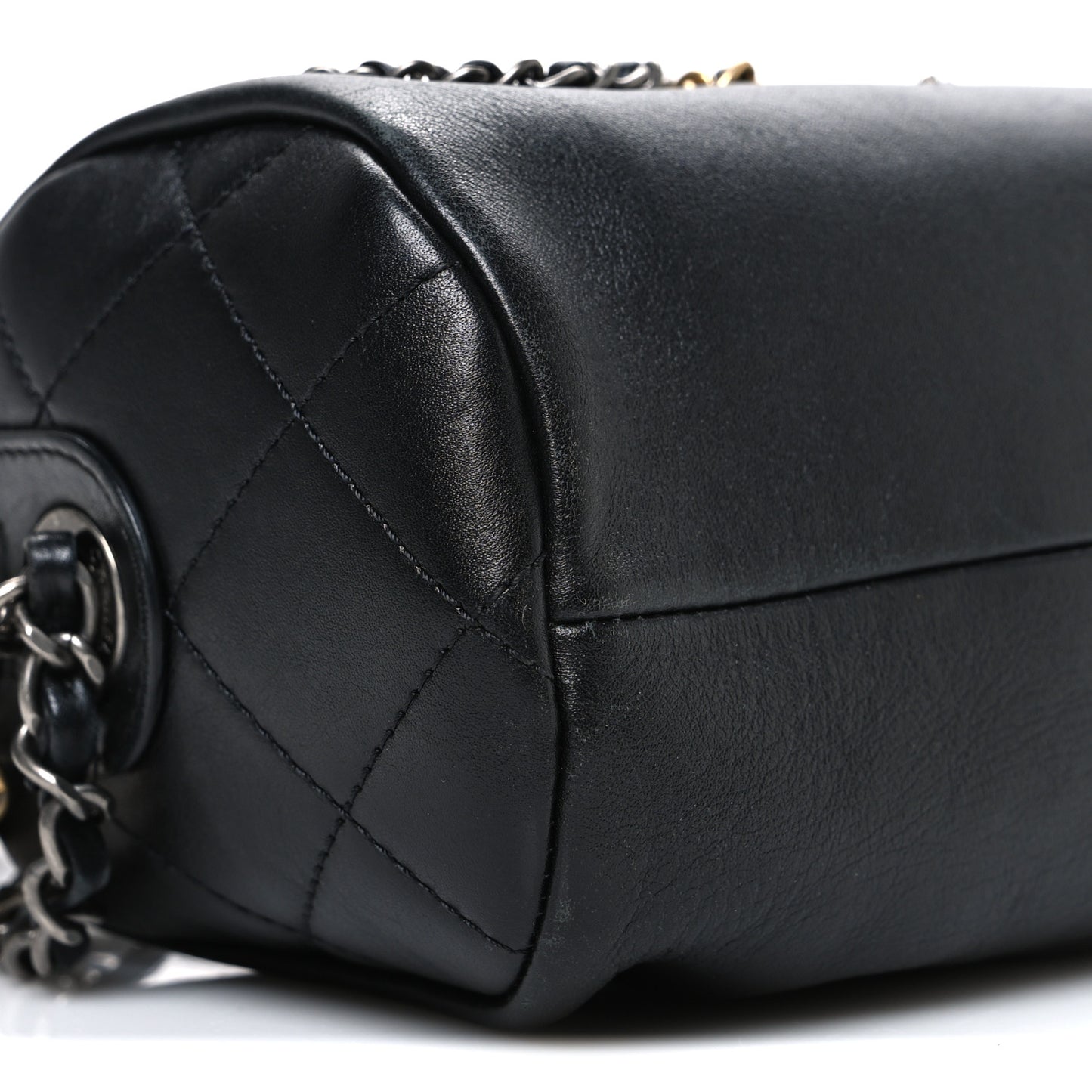 Calfskin Chain 20s Signature Bowling Bag Black