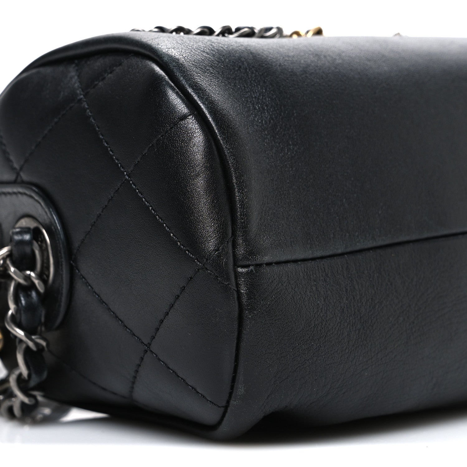 Chanel Calfskin Chain 20s Signature Bowling Bag Black 9 of 10