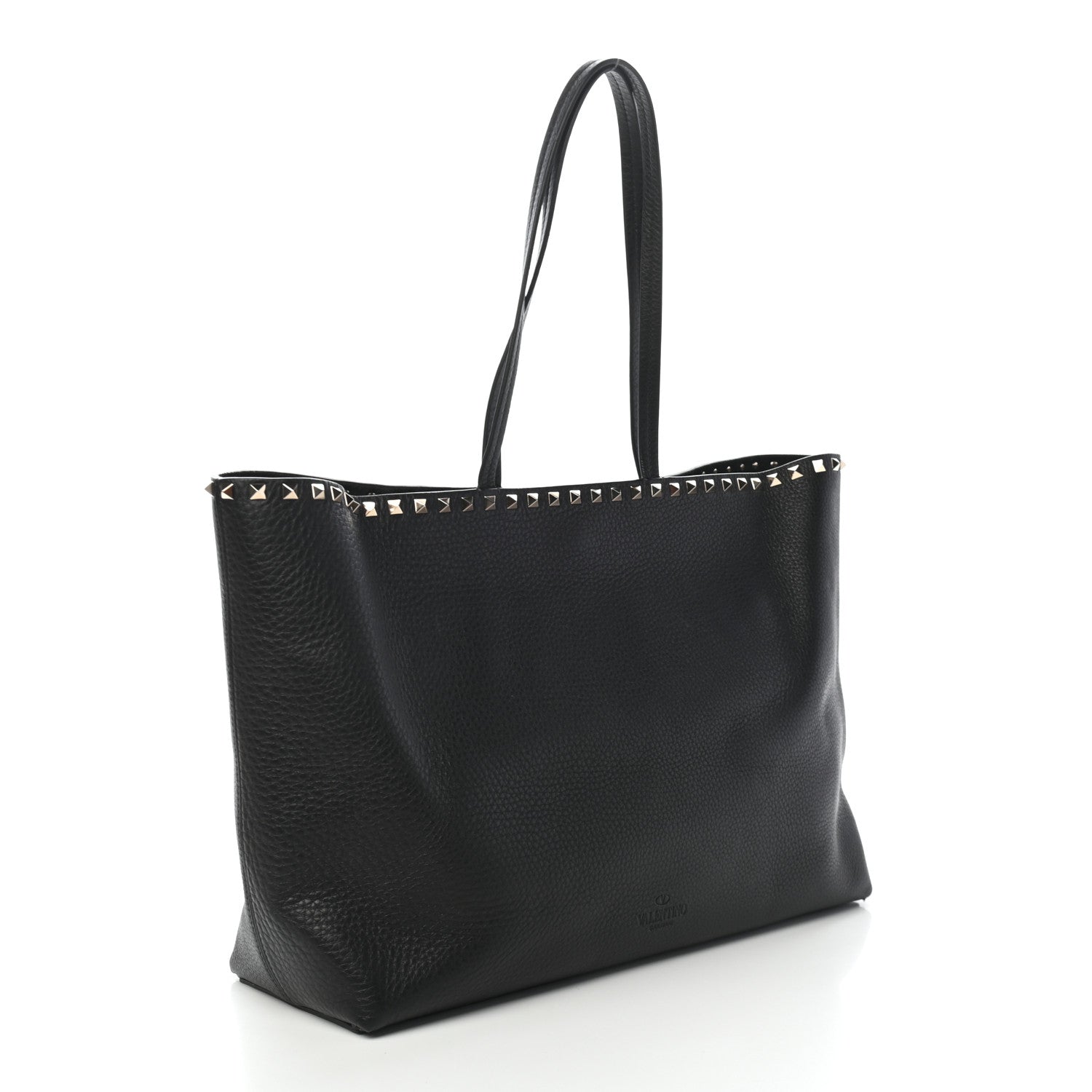 Valentino Garavani Grained Calfskin Rockstud Shoulder Tote Black 3 of 8