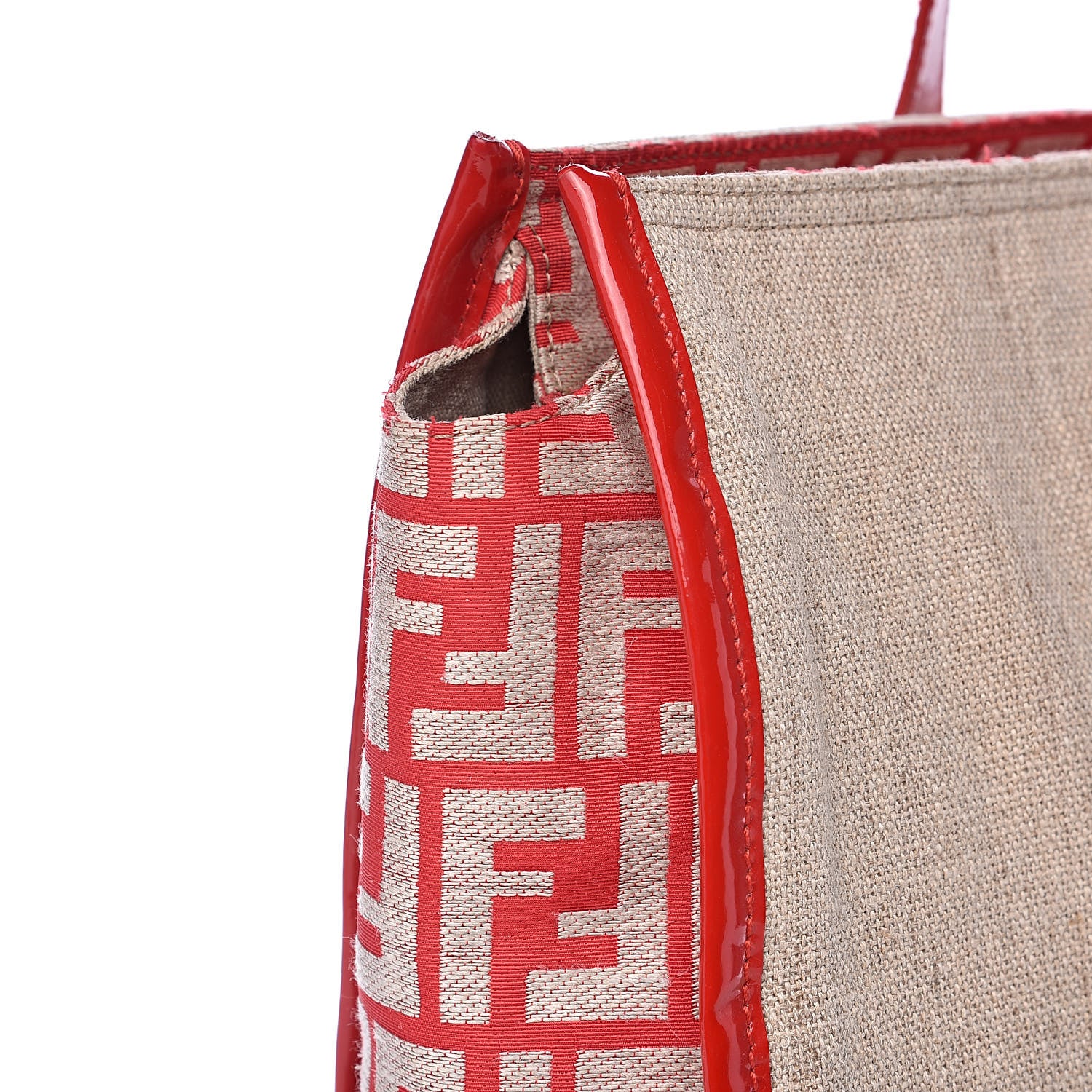 Fendi Linen Patent FF Shopping Tote Fragola 17 of 17