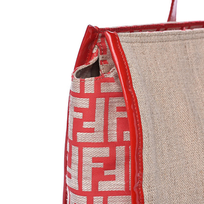 Fendi Linen Patent FF Shopping Tote Fragola 17 of 17