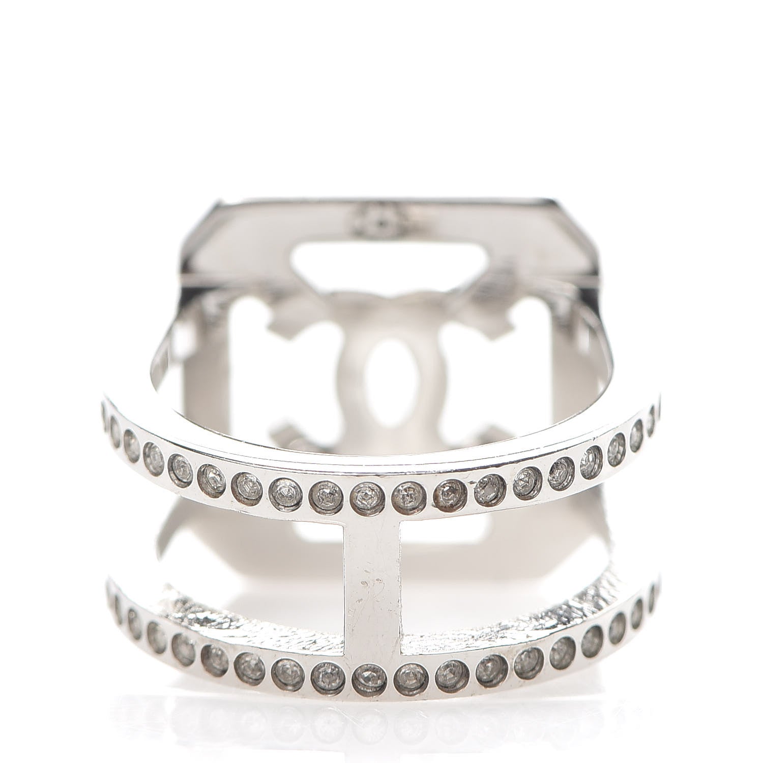 Chanel Crystal Square CC Ring 6.25 Silver 3 of 5