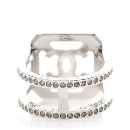 Chanel Crystal Square CC Ring 6.25 Silver 3 of 5