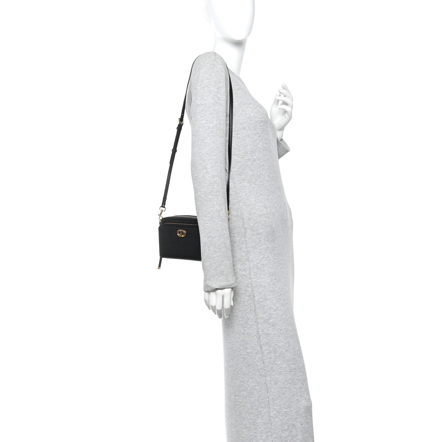Christian Dior Grained Calfskin Caro Double Pouch Black 2 of 9