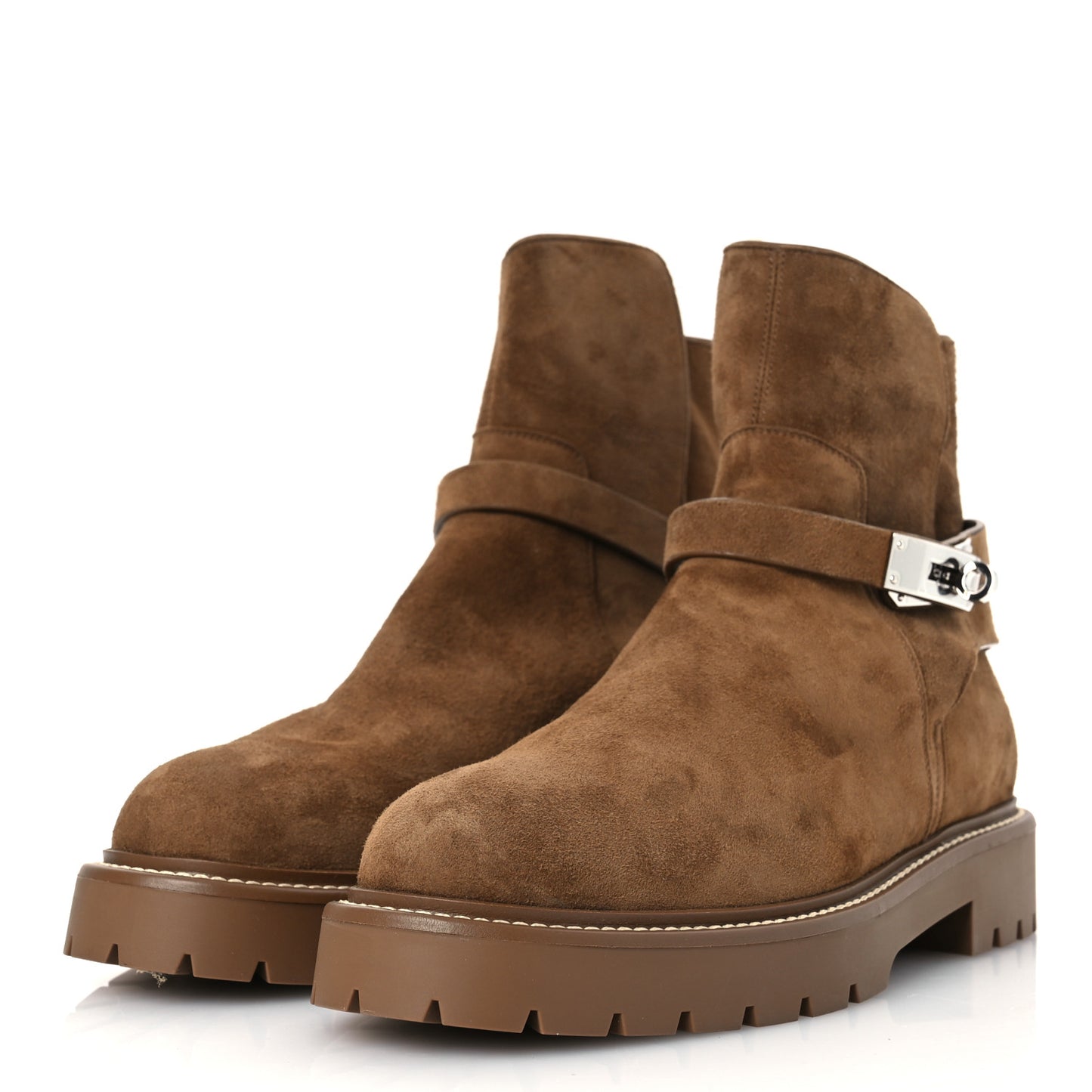 Suede Goatskin Shearling Womens Jeff Ankle Boots 41 Brun Fume Ecru