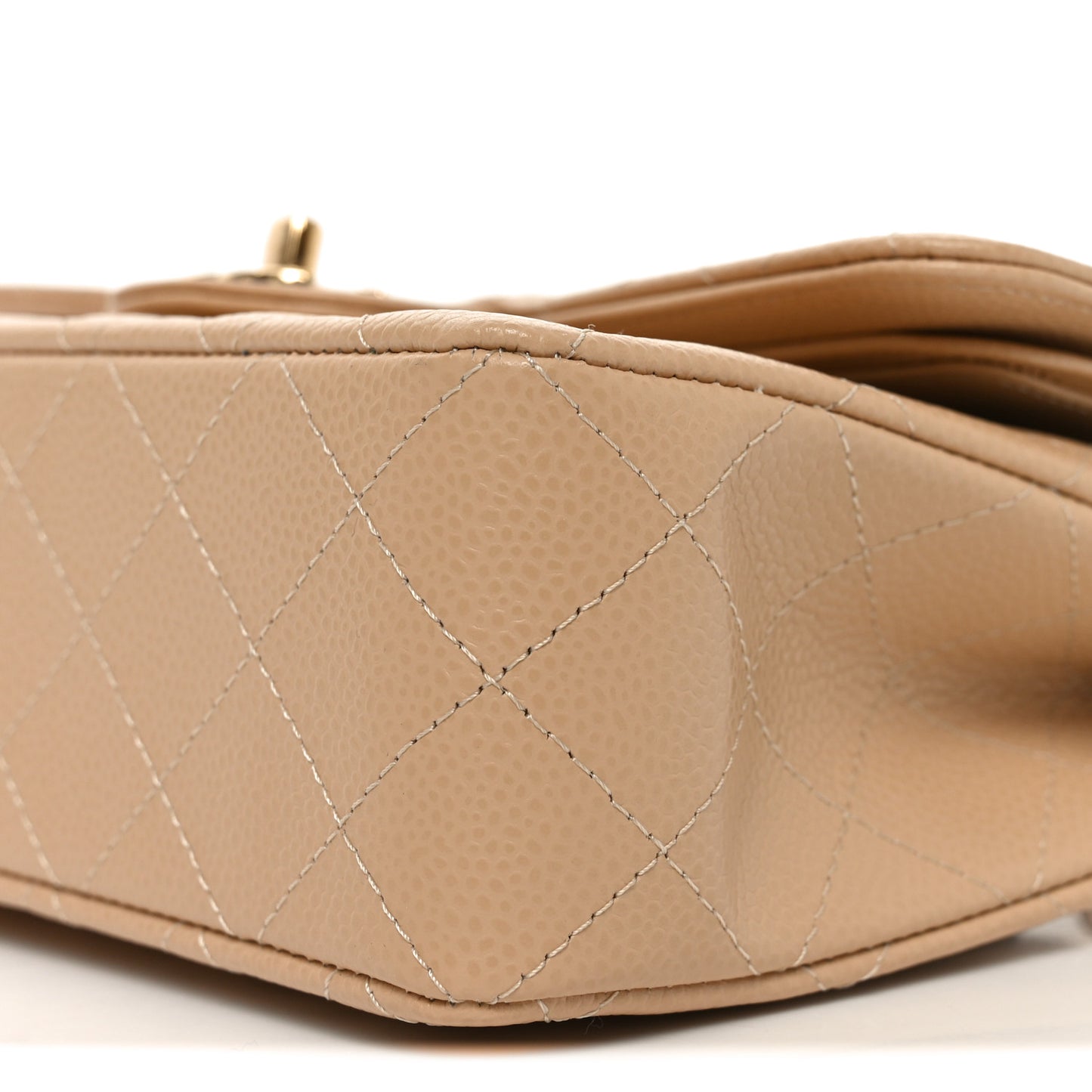 Caviar Quilted Small Double Flap Beige