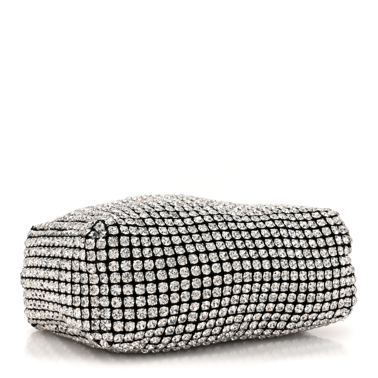 Mesh Crystal Rhinestone Mini Heiress Pouch Black Silver