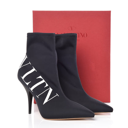 Valentino Garavani Eco Leather VLTN 100mm Sock Booties 37 Black White 8 of 8
