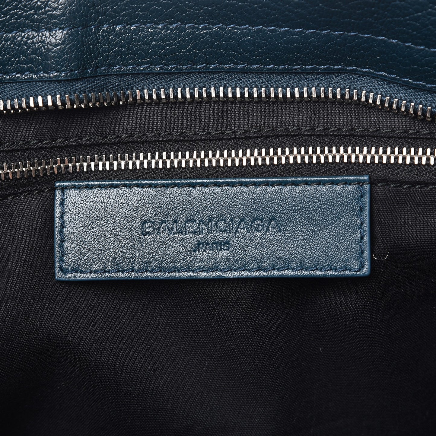 Chevre Silver Metallic Edge Hardware City Bleu Paon
