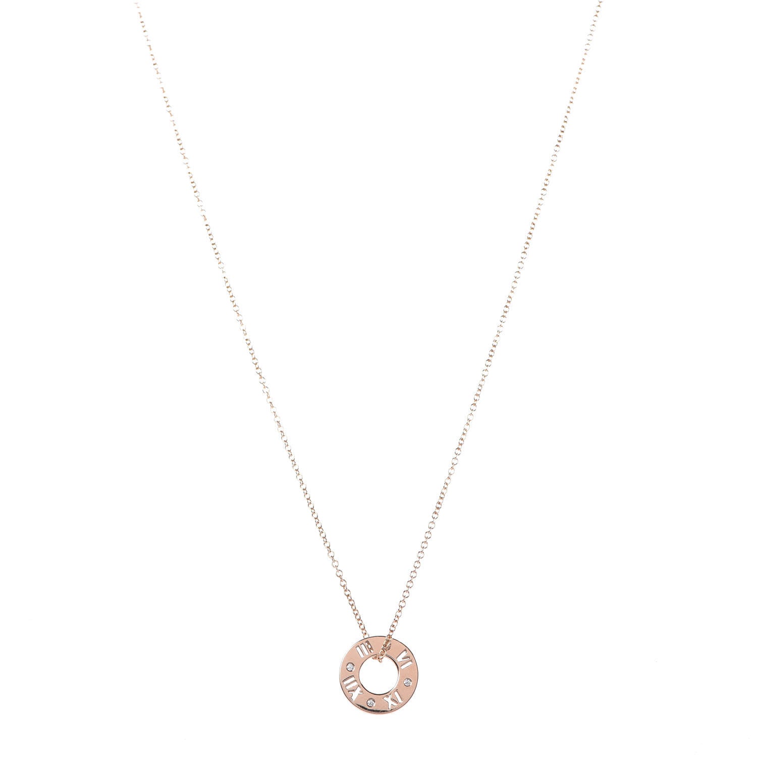 Tiffany 18K Rose Gold Diamond Atlas Pierced Pendant Necklace 1 of 7