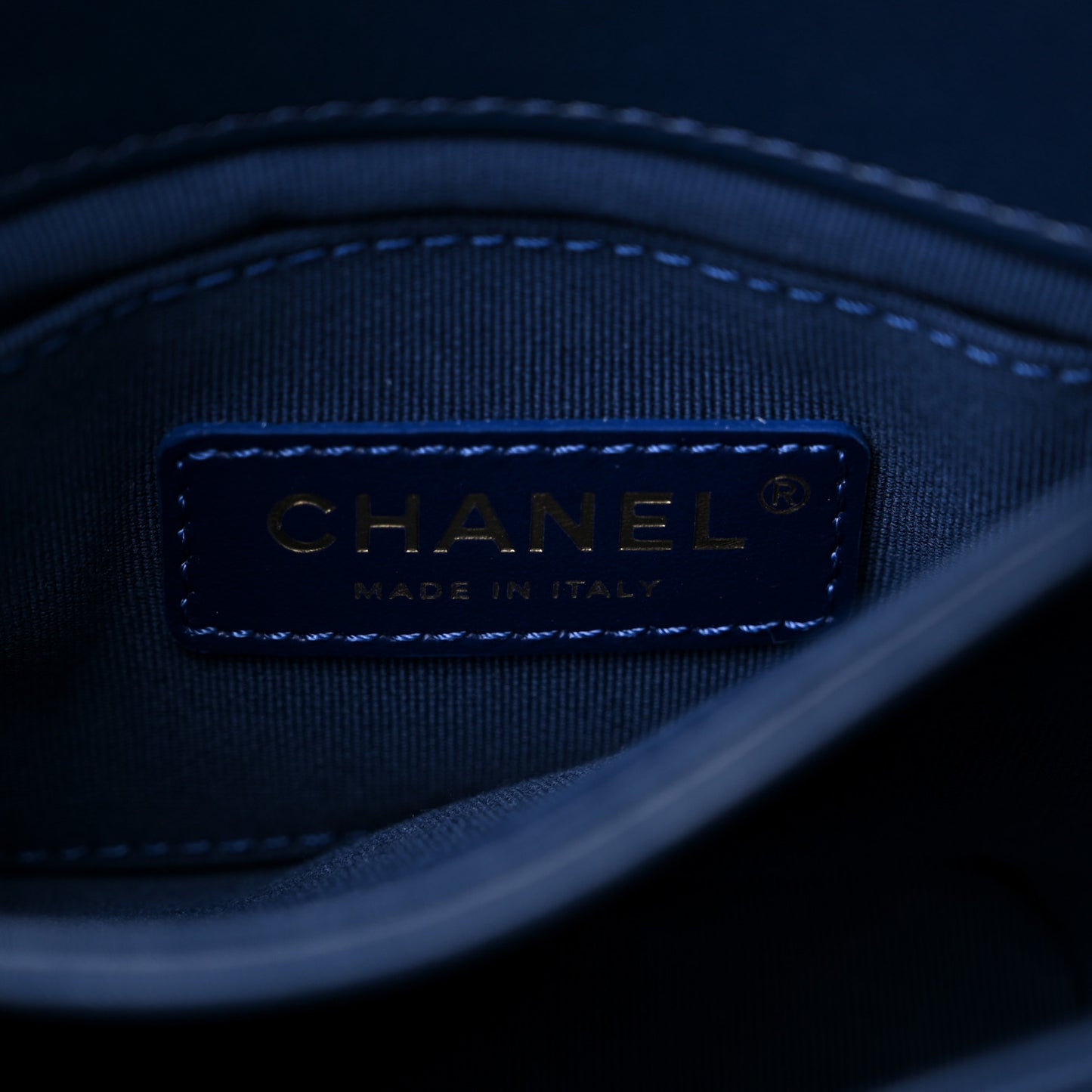 Calfskin Quilted Pearl Jewel Chain Flap Navy
