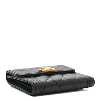 Chanel Caviar Quilted Compact Boy Wallet Black 4 of 11