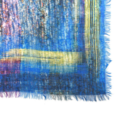 Chanel Cashmere Tweed We Need Stole Blue Green 3 of 5