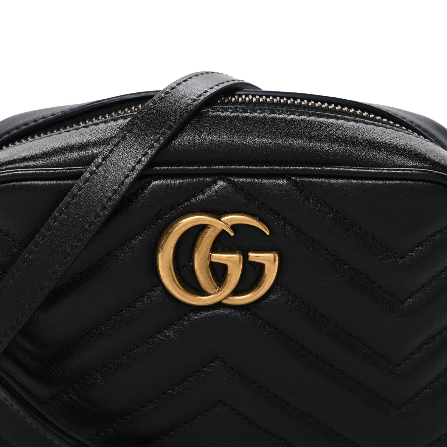 Gucci Calfskin Matelasse Mini GG Marmont Chain Shoulder Bag Black 8 of 10
