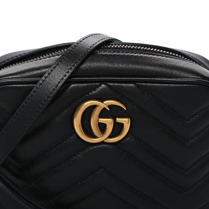 Gucci Calfskin Matelasse Mini GG Marmont Chain Shoulder Bag Black 8 of 10
