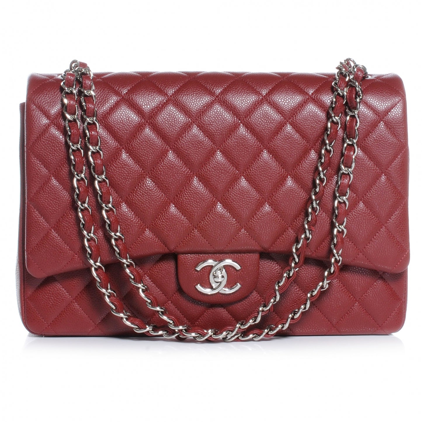 Caviar Quilted Maxi Double Flap Red