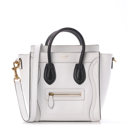 Celine Satin Calfskin Nano Bi-Color Luggage White Black 1 of 9