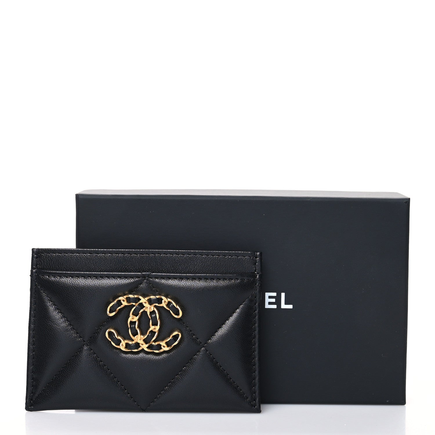 Chanel Lambskin Quilted Chanel 19 Card Holder Black 12 of 12