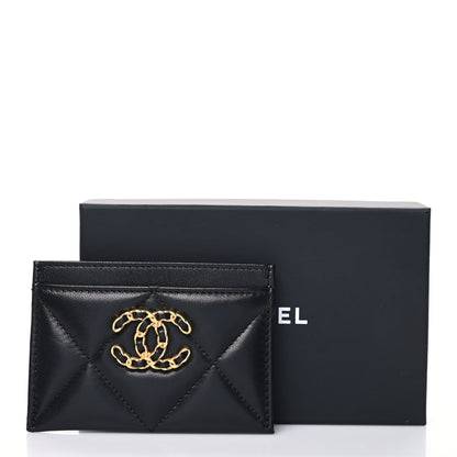 Chanel Lambskin Quilted Chanel 19 Card Holder Black 12 of 12