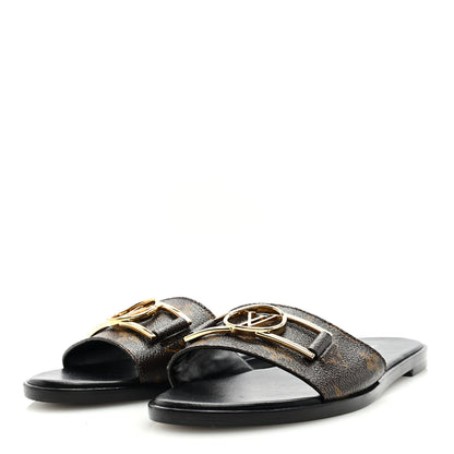 Louis Vuitton Patent Monogram Lock It Flat Mules 38 2 of 8