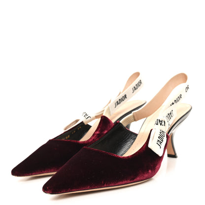 Christian Dior Velvet Ribbon J'Adior Slingback 65mm Pumps 39 Deep Amaranth 4 of 9